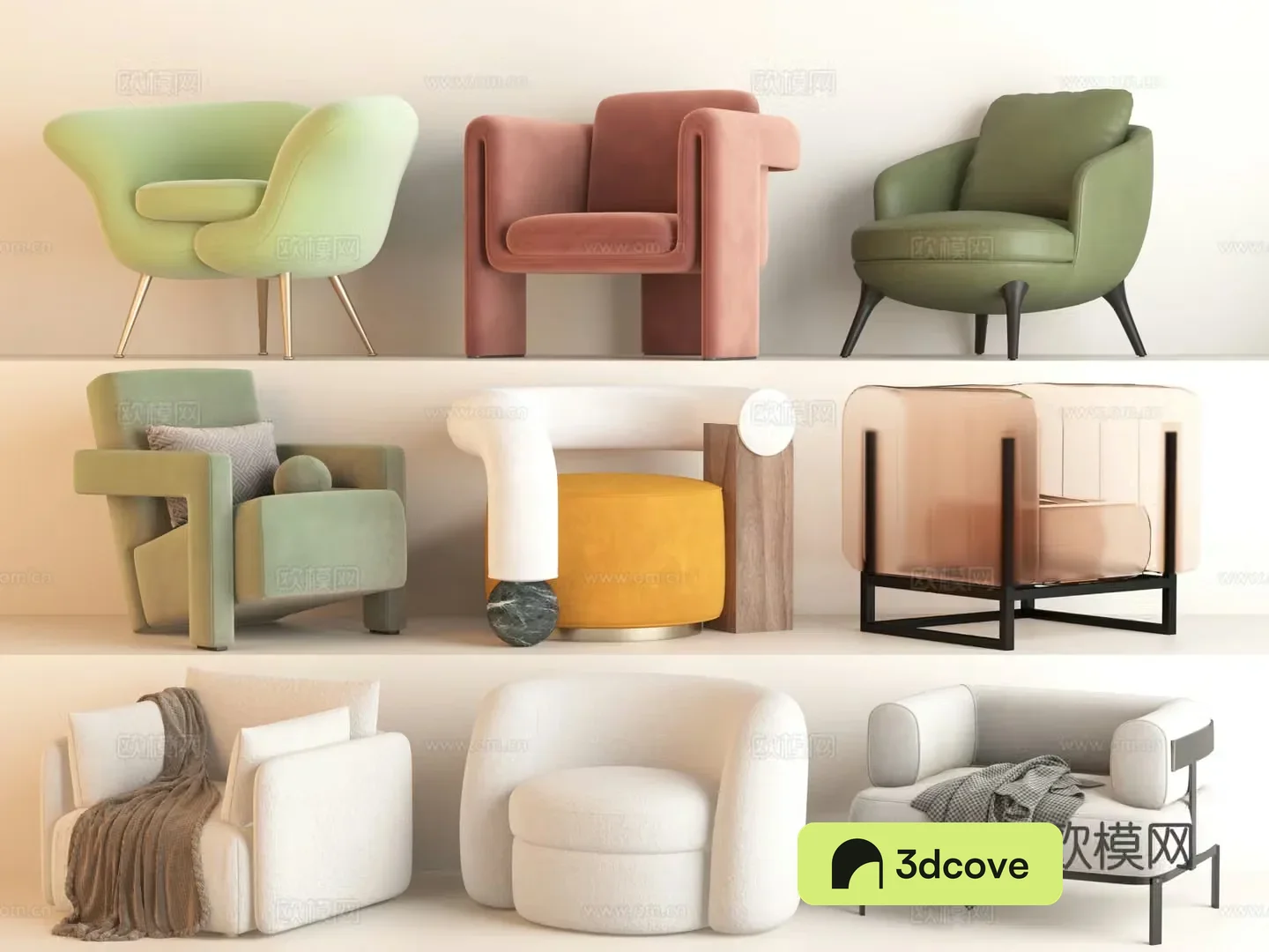 Modern single sofa chair leisure chair d model