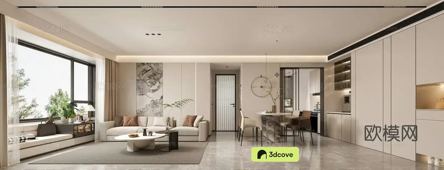 Modern living and dining room