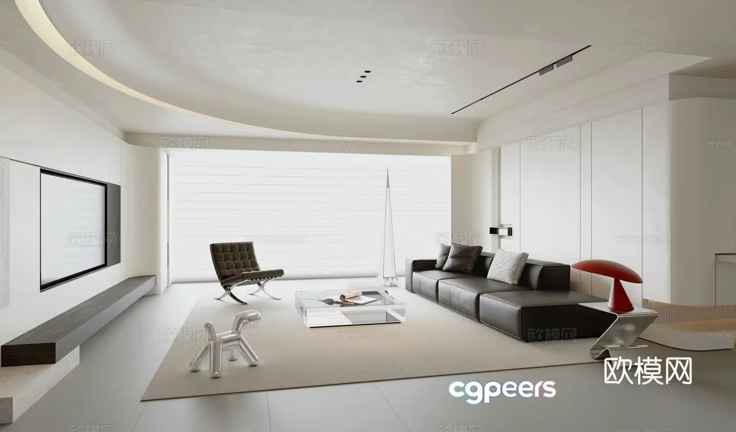 Modern minimalist living room 3d model