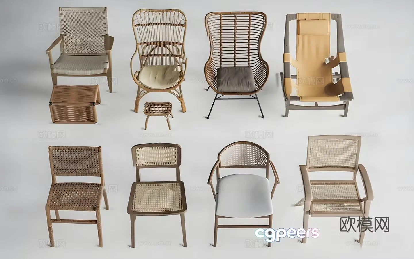 Chinese rattan leisure chair 3d model