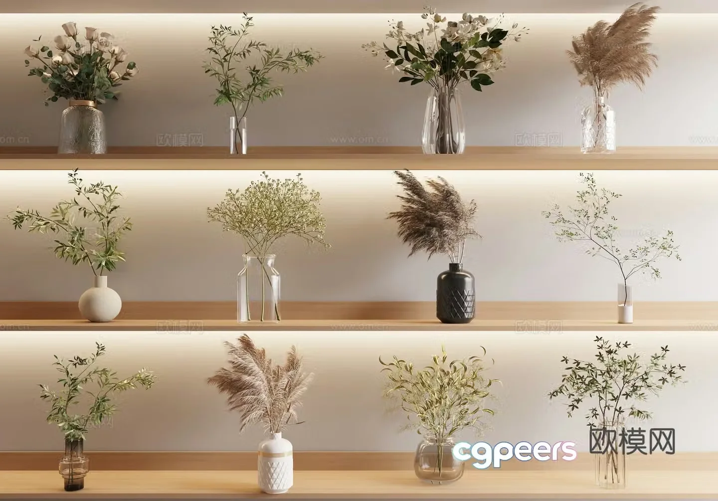 Vase Flower Aquatic Plant Combination 3D Model