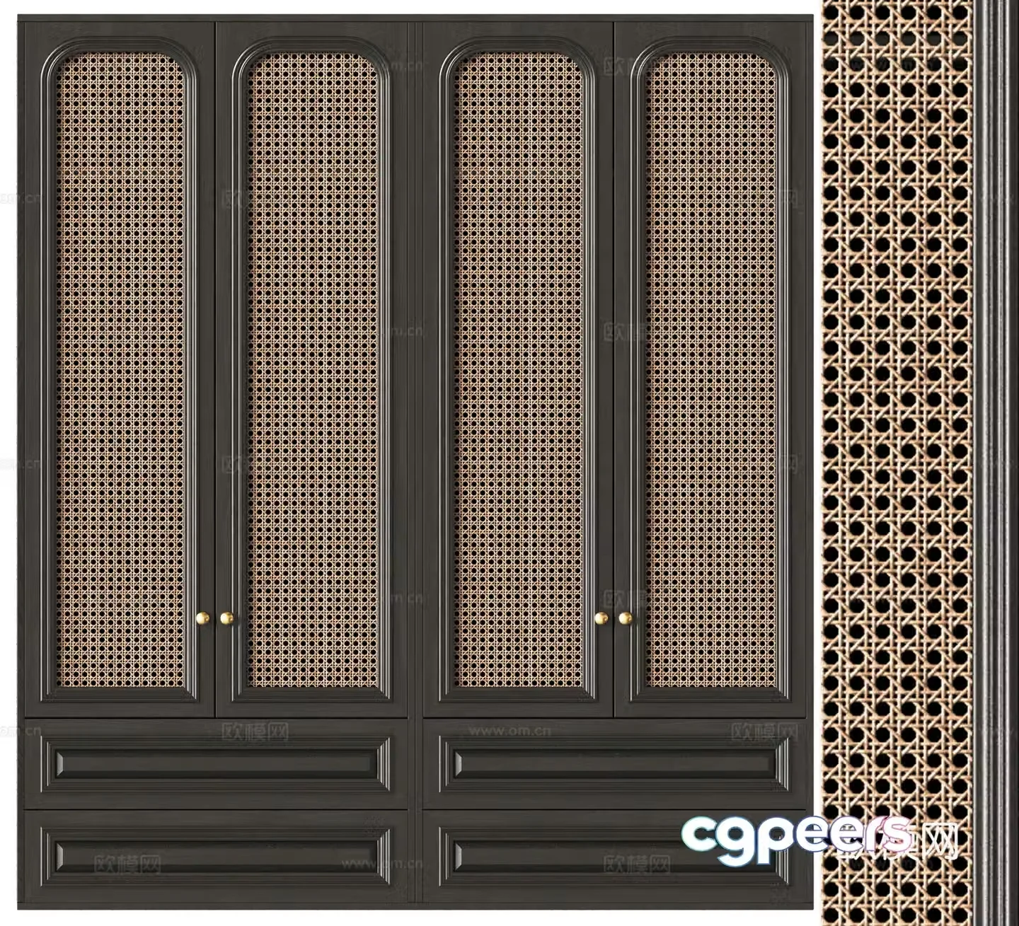Middle-aged wind wardrobe cabinet door 3d model