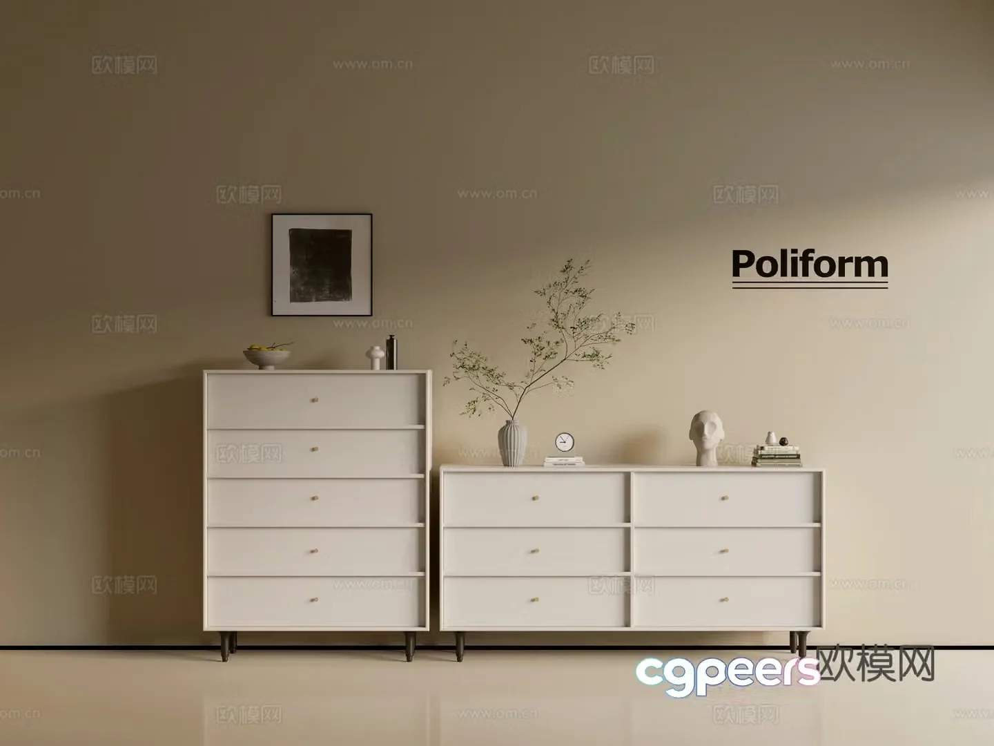 Modern cream-air TV cabinet chest of cabinets ins-style minimalist wind cabinet whole cabinet sideboard 3D model