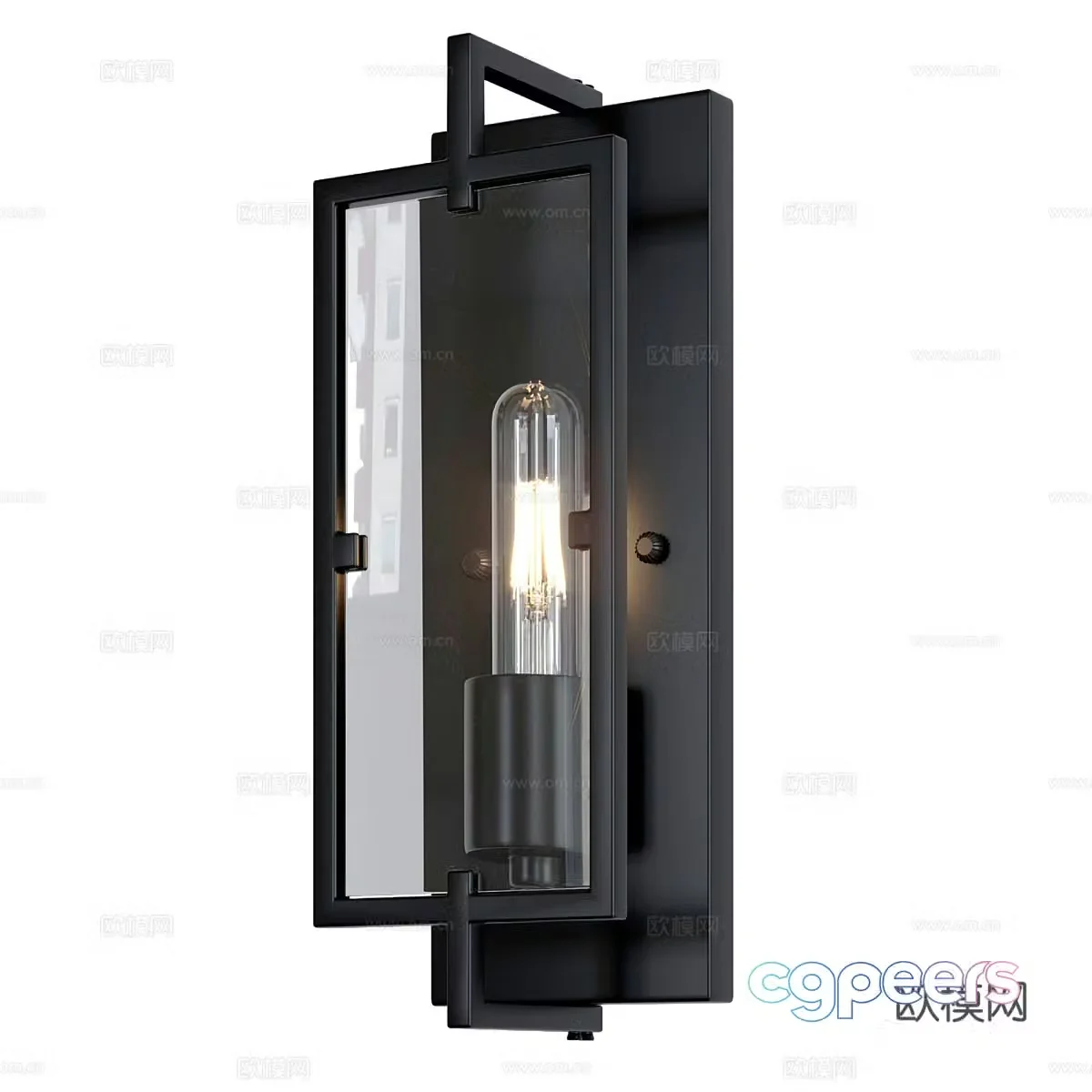 Dimmable black recessed wall light 3d model