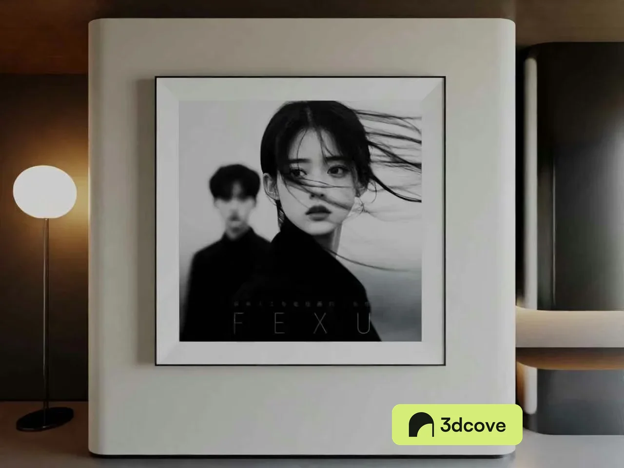 A White Picture Frame With A Black-And-White Photo Of A Woman And Man