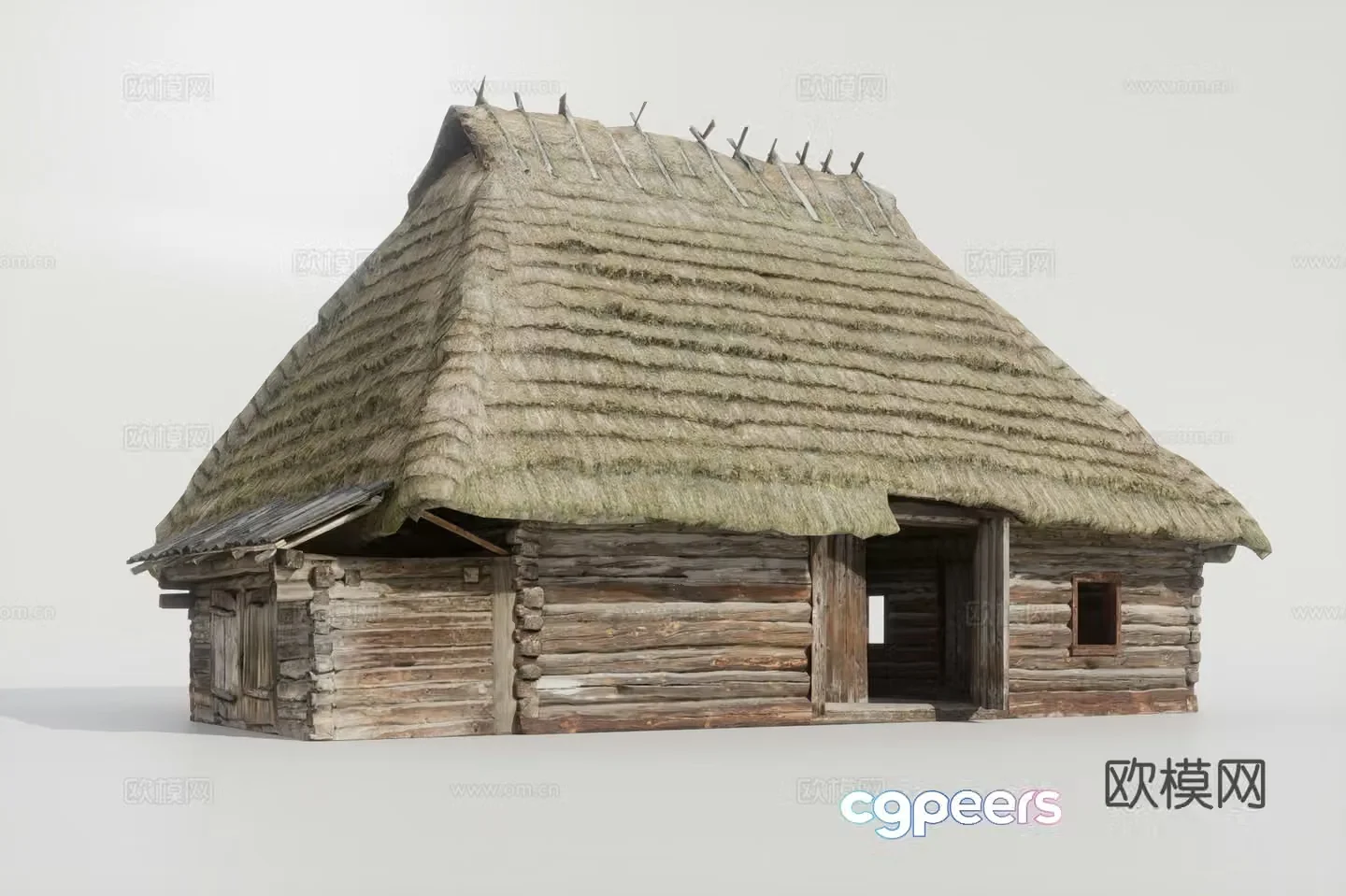 wooden house thatched house 3d model