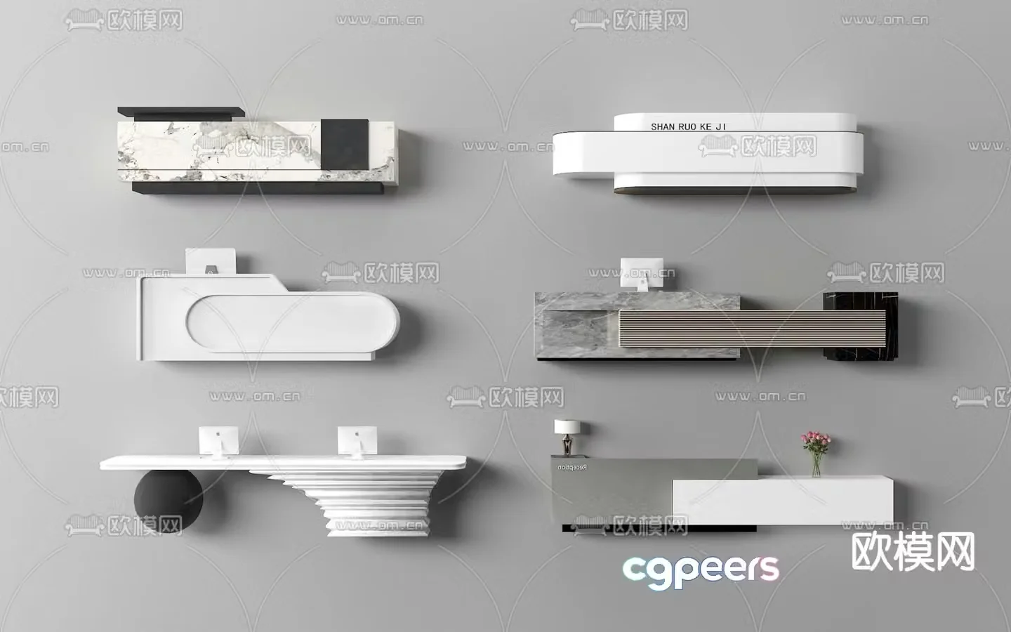 Front desk reception desk service desk 3d model