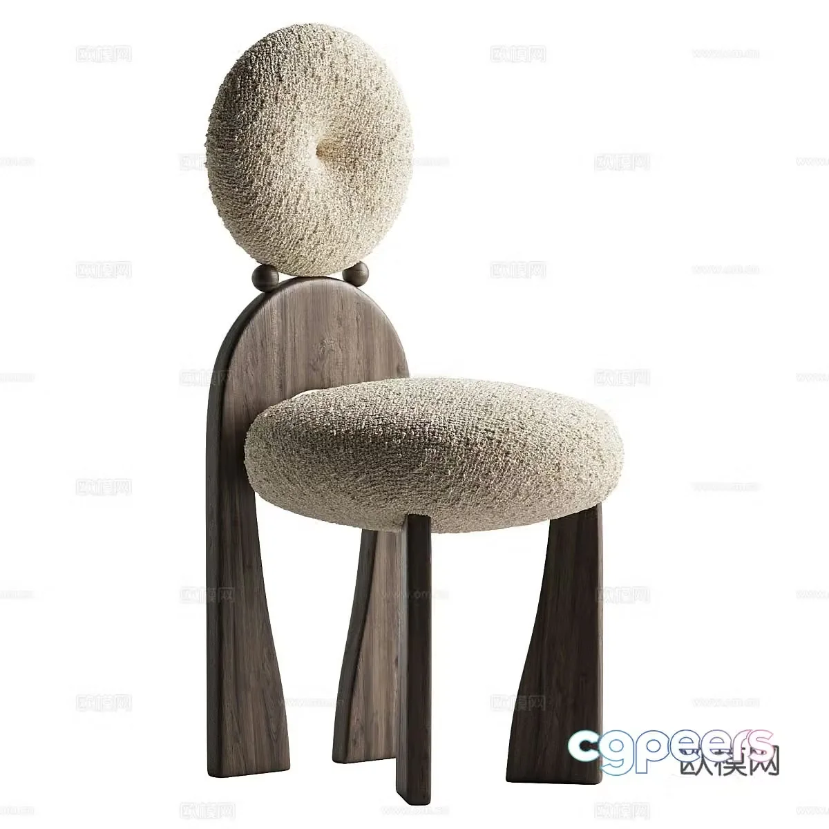 New Chinese style medieval wooden fabric single chair 3D model