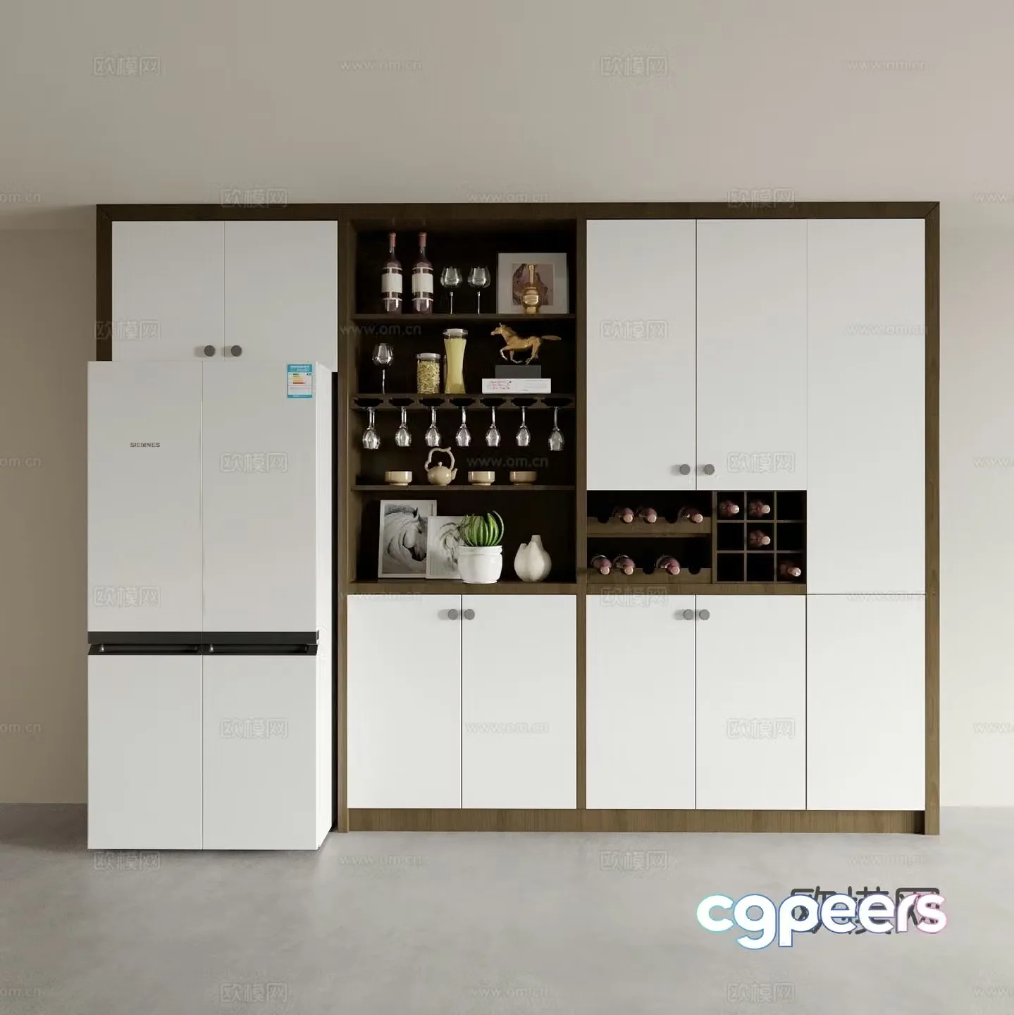 Modern sideboard refrigerator cabinet 3d model