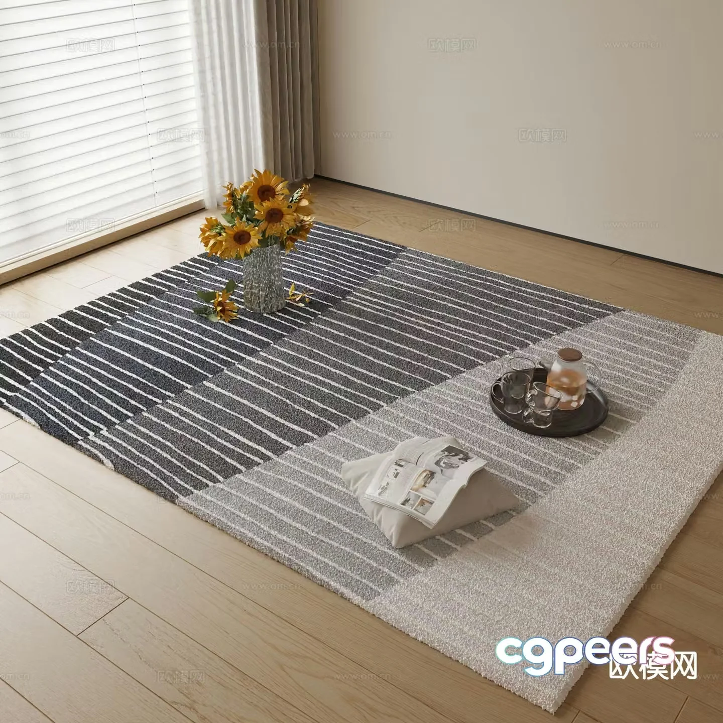striped carpet square carpet 3d model