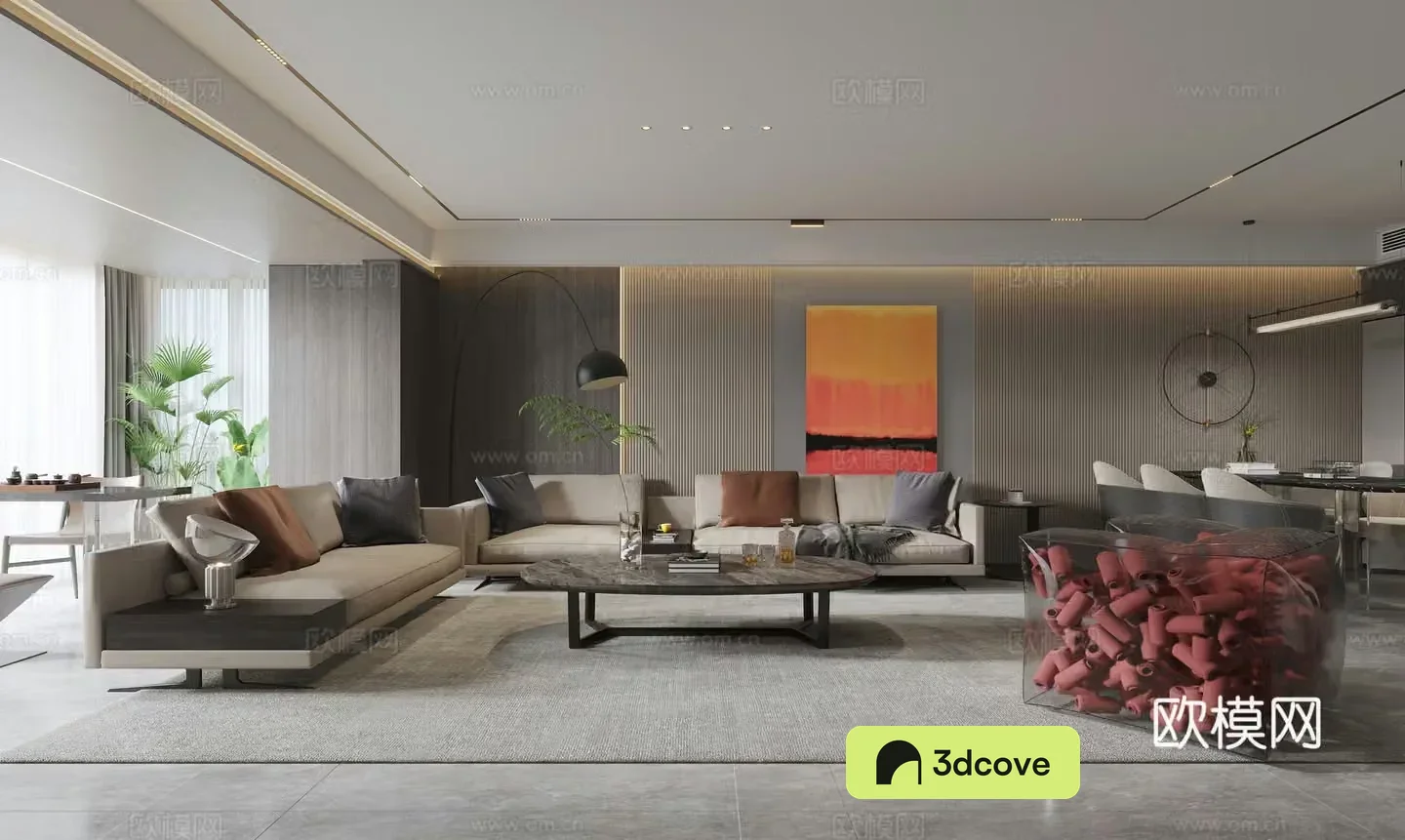 Modern living and dining room