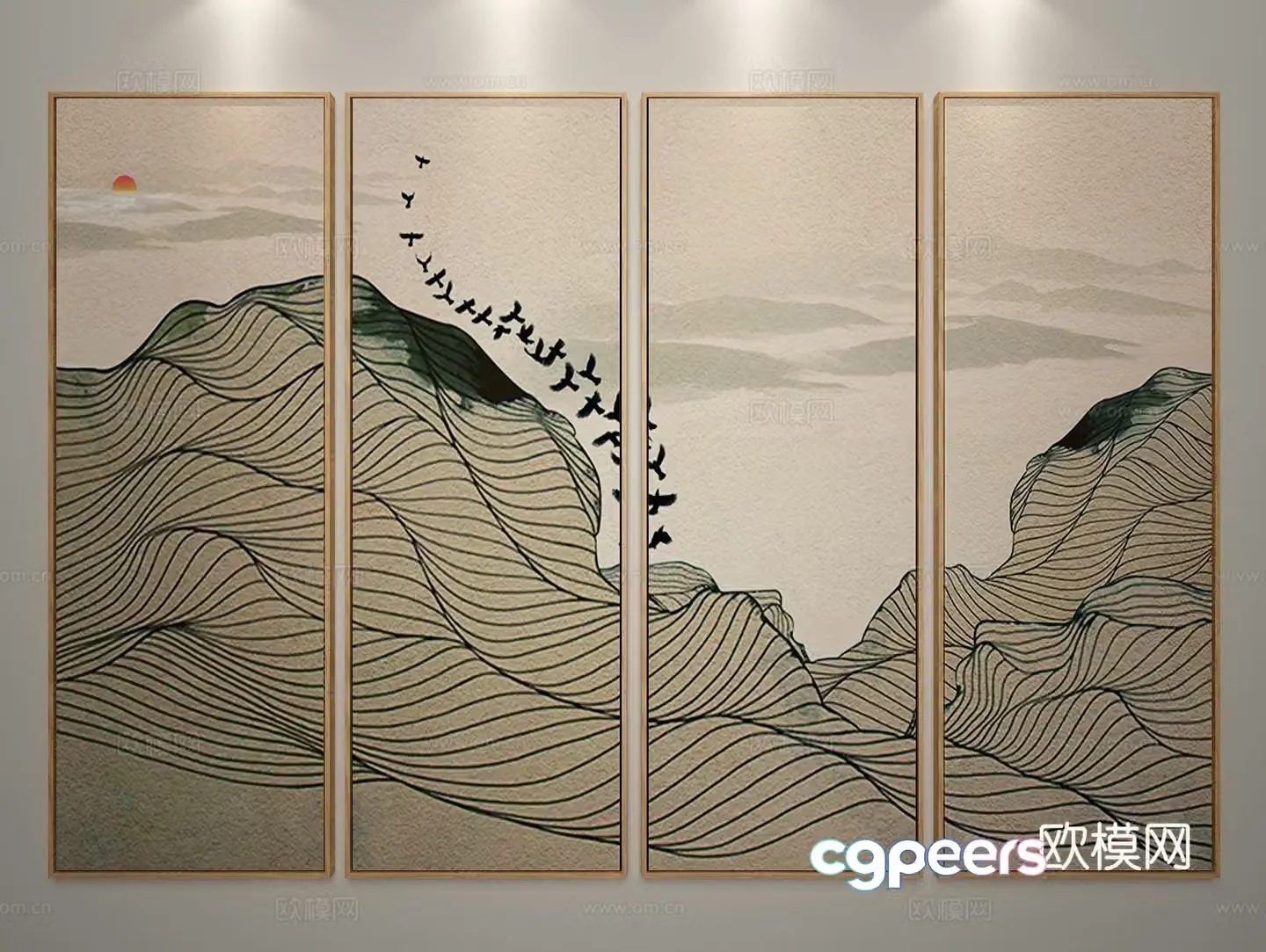 New Chinese style decorative painting 3D model