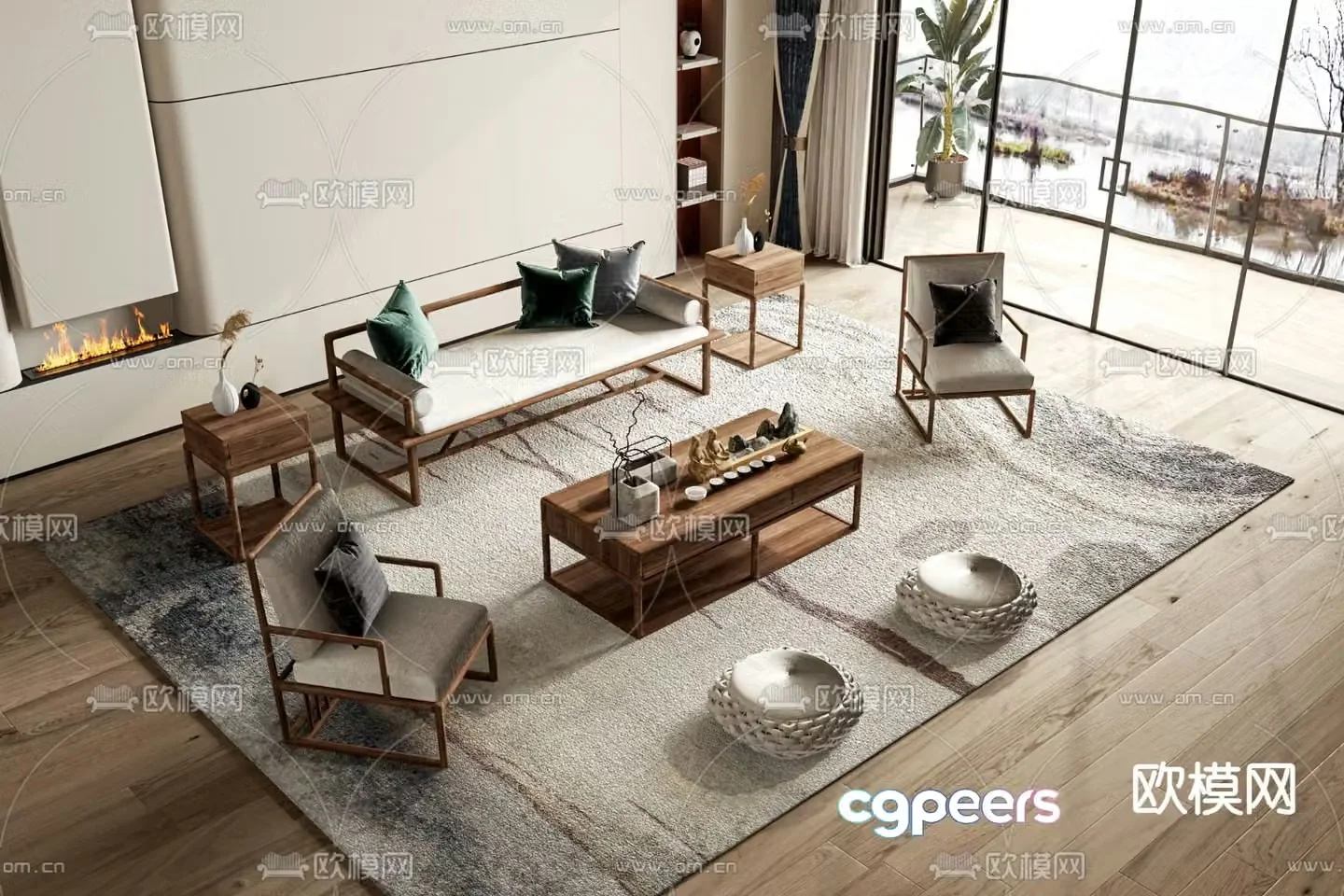 New Chinese style modular sofa 3d model