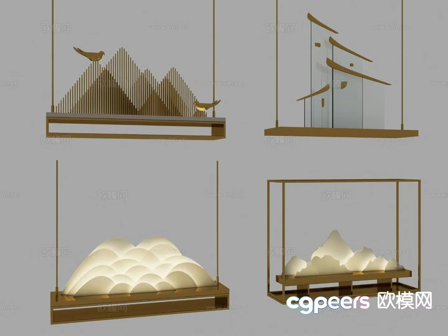 New Chinese style chandelier Zen chandelier 3d model