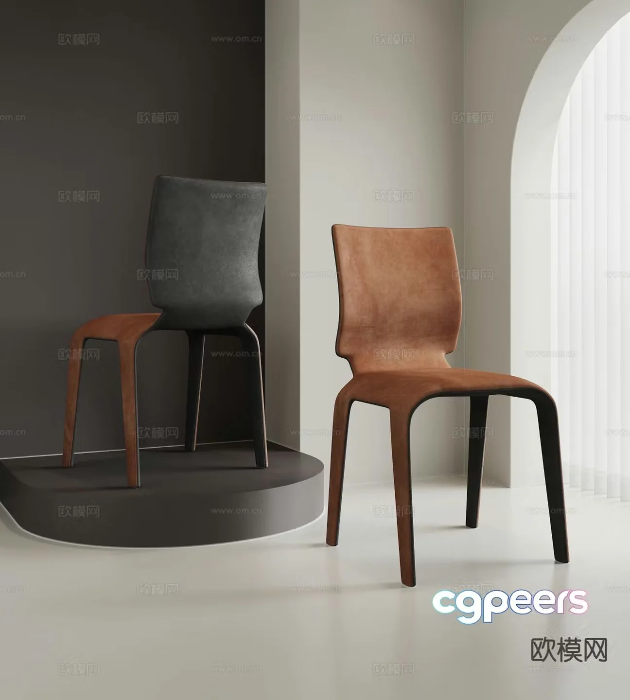 Modern single chair dining chair chair 3d model