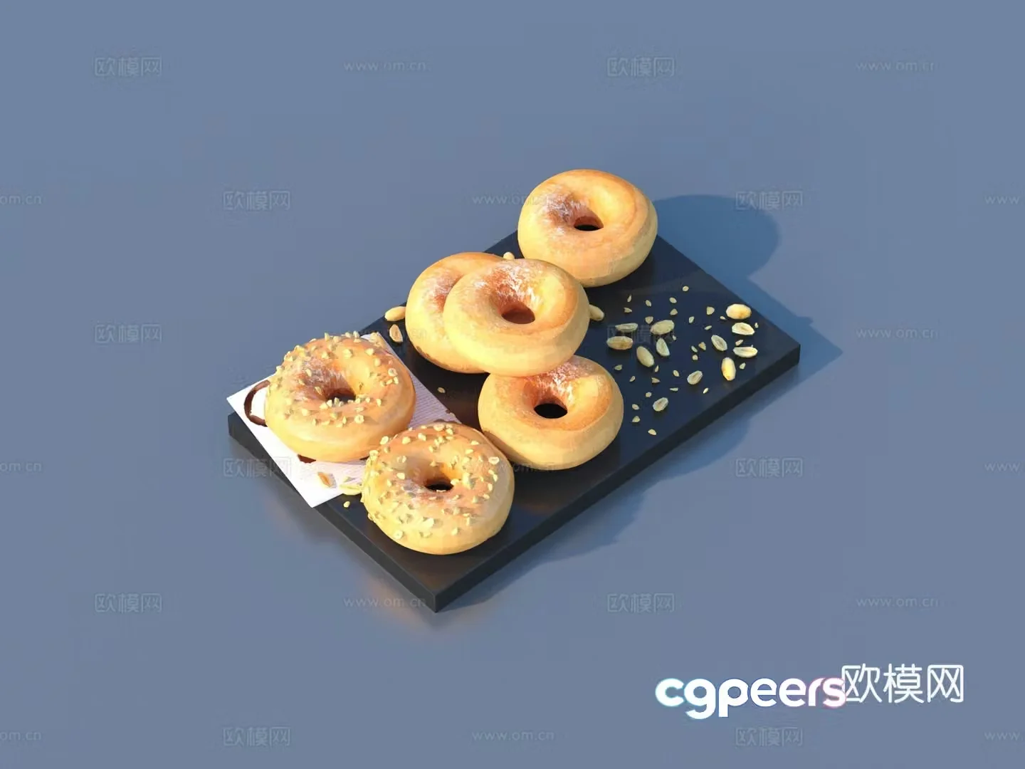 Bread Cookies Flat Pie Food 3D Model