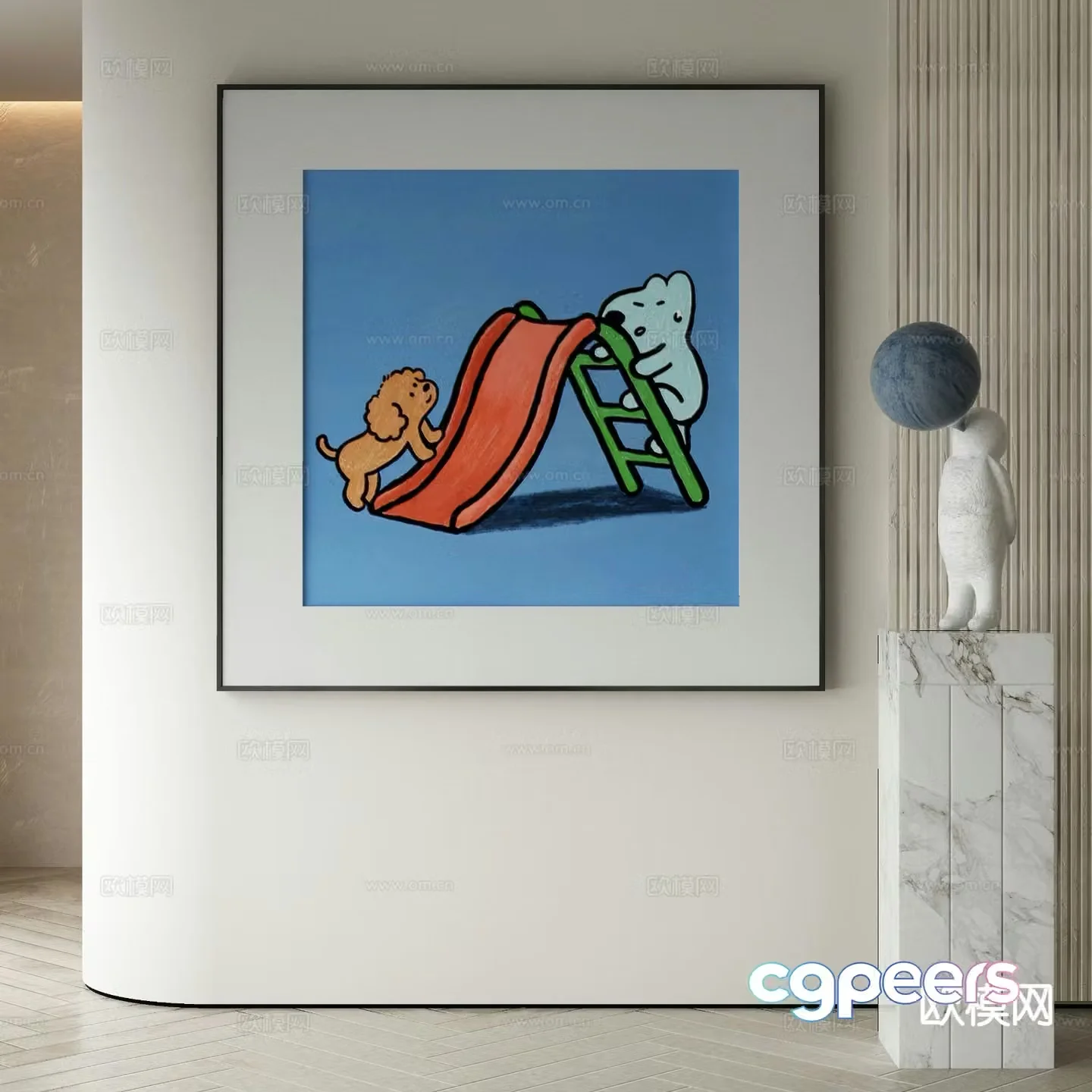 Modern cartoon painting decorative painting 3d model