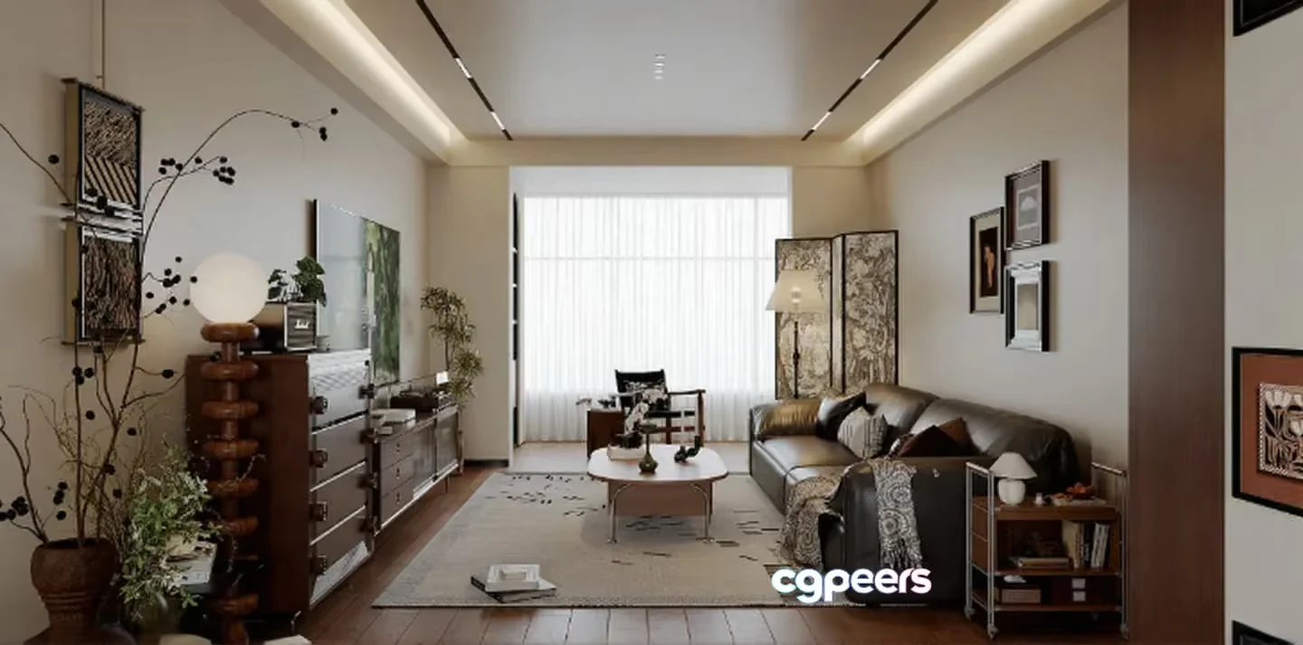 Modern Living Room 3D Model – 4545 – VRAY Render