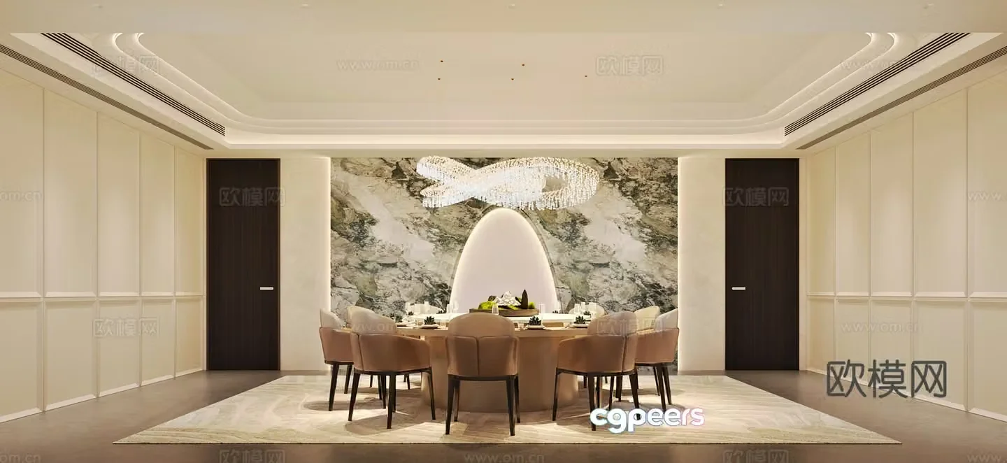 Modern restaurant private room 3D model