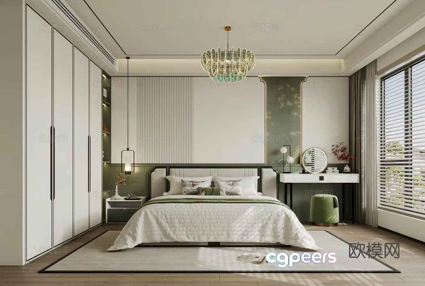 New Chinese bedroom 3D model
