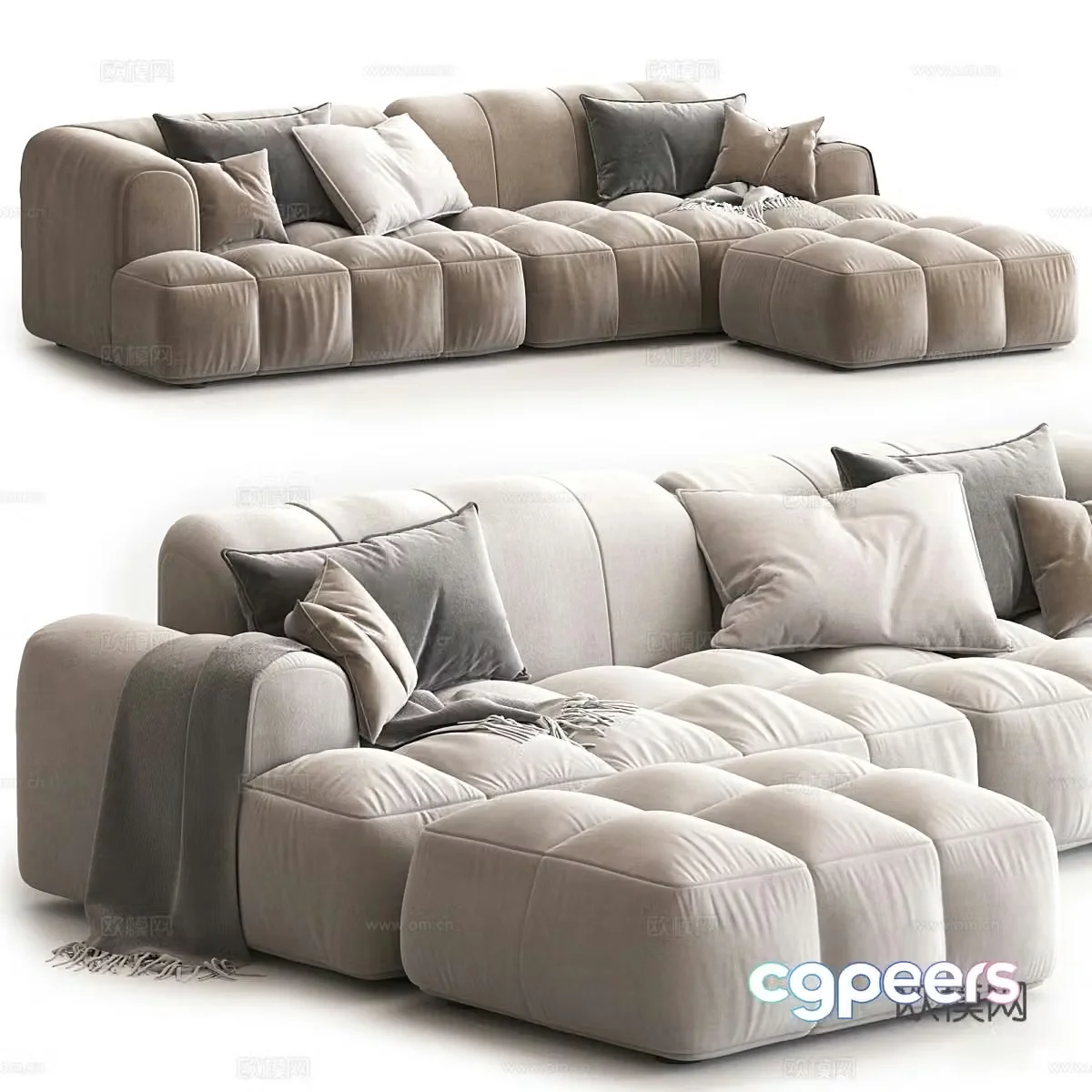 Modern Italian fabric casual sofa 3d model