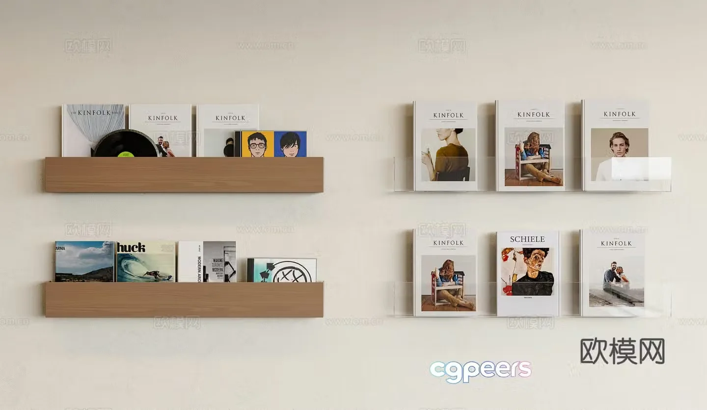 Modern medieval shelf Laminate shelf Book and newspaper shelf Magazine shelf Decorative shelf Wall-mounted bookshelf 3D model