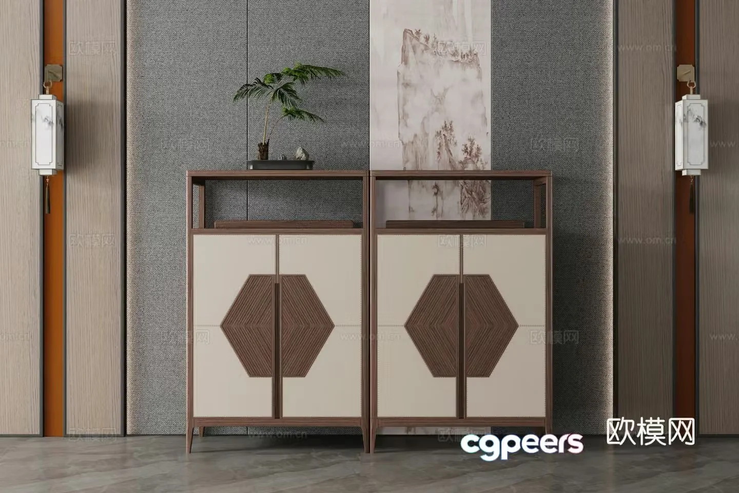 New Chinese style decorative cabinet 3D model