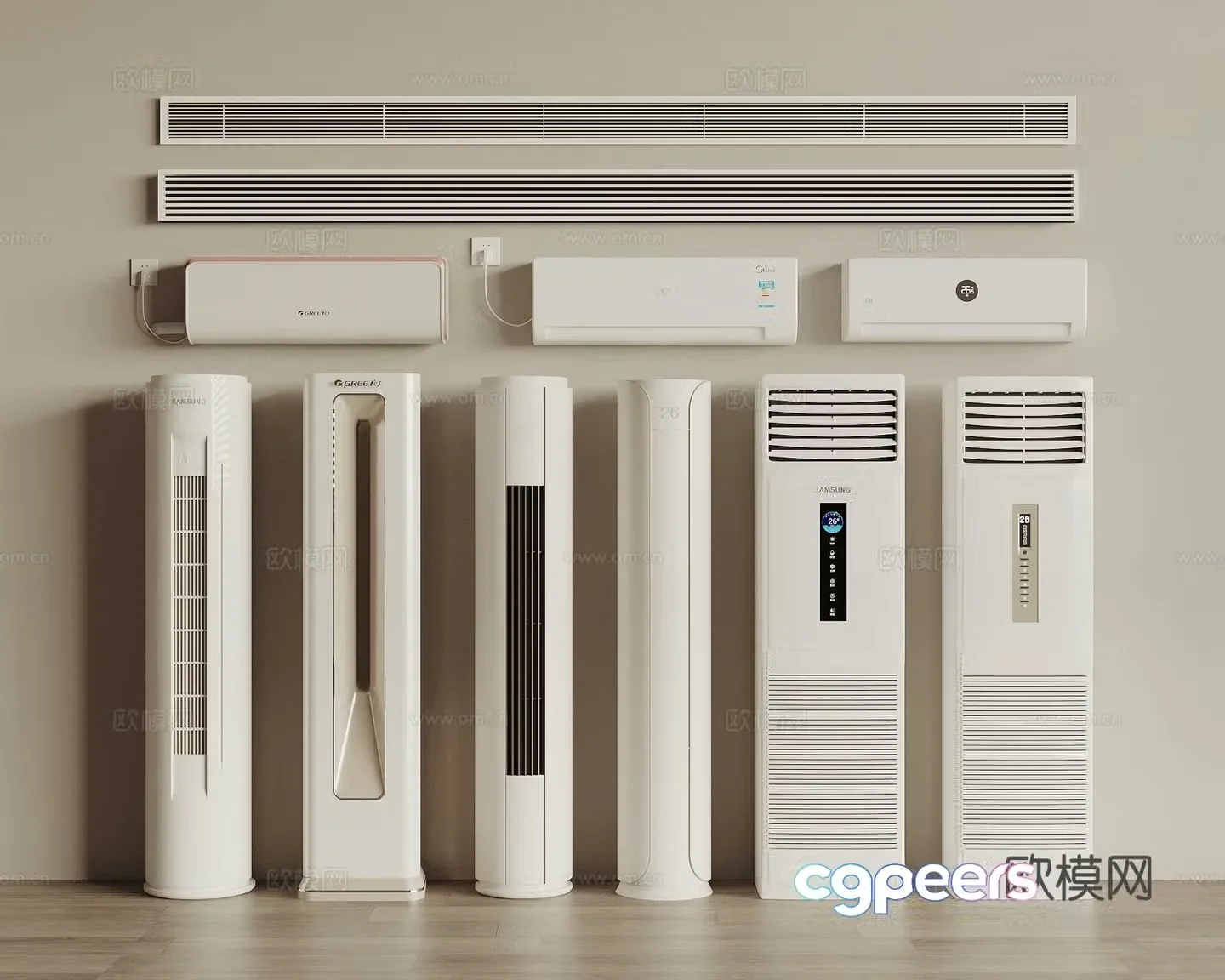 Vertical air conditioner wall-mounted air conditioner air conditioner outlet 3D model