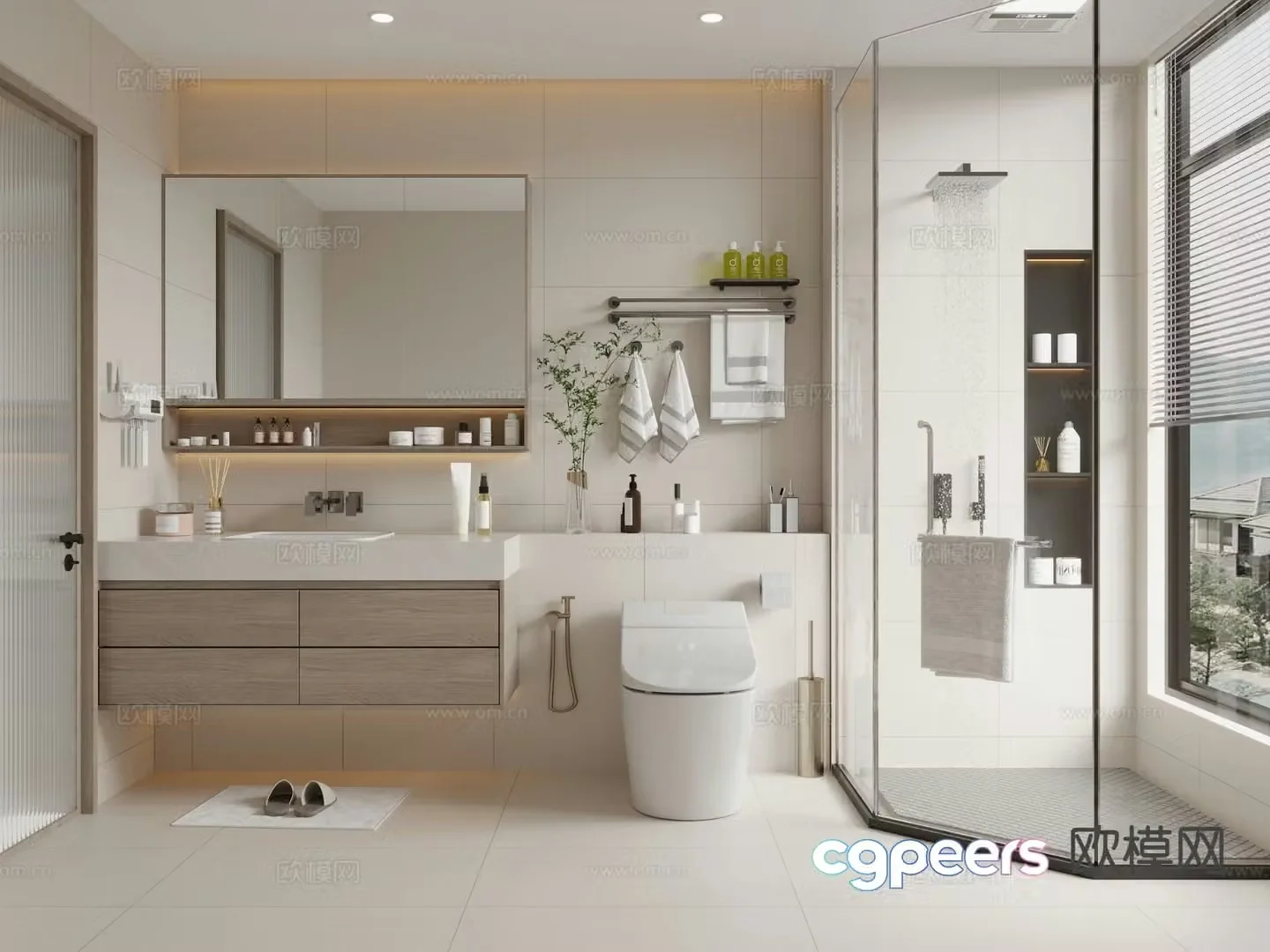 Cream style bathroom bathroom toilet 3d model