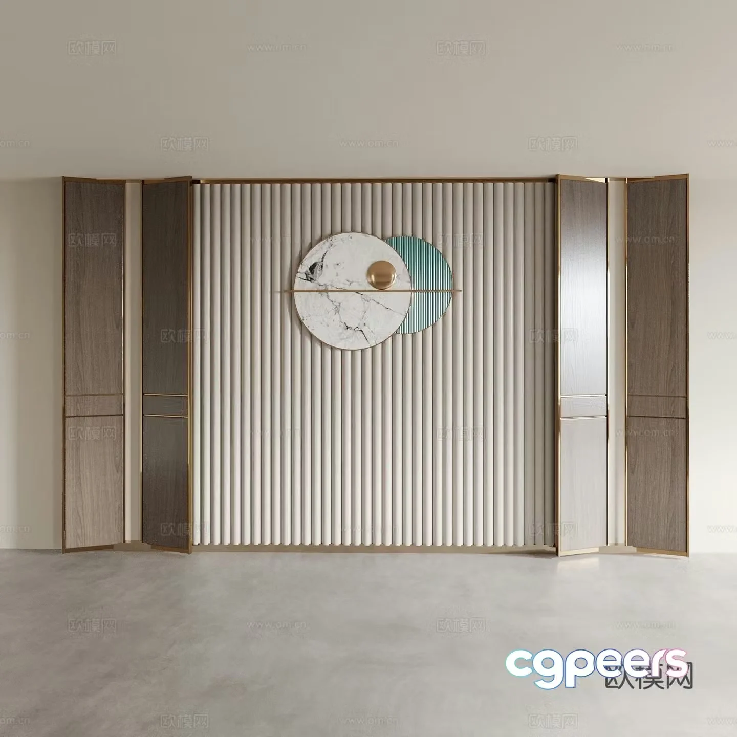 New Chinese style background wall bedside background wall 3d model