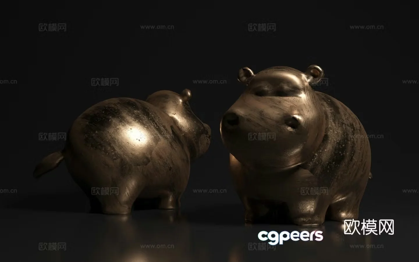 hippopotamus animal creativity art sculpture metal ornaments art installation ornaments decorative 3d model