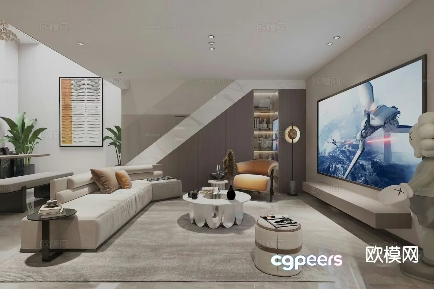 Light luxury audio-visual room audio-visual room villa home theater 3D model