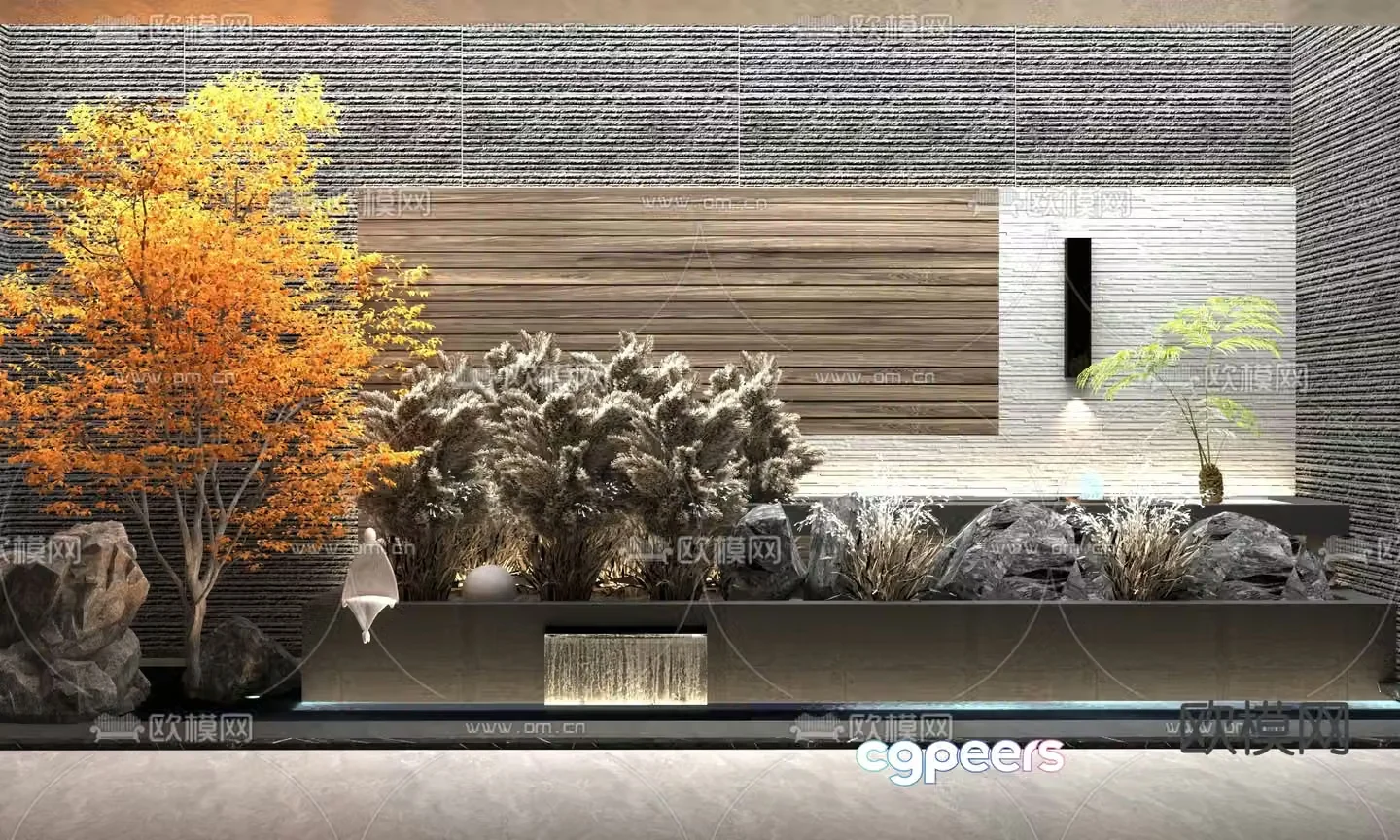 Courtyard sketch water feature fountain landscape 3D model