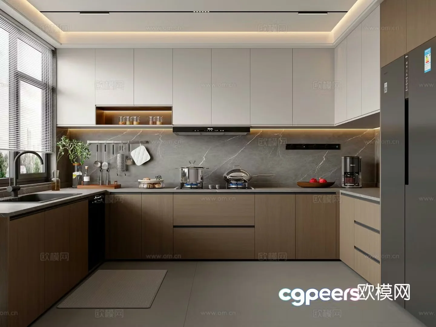Italian kitchen cabinets refrigerator kitchen appliances kitchen supplies 3d model