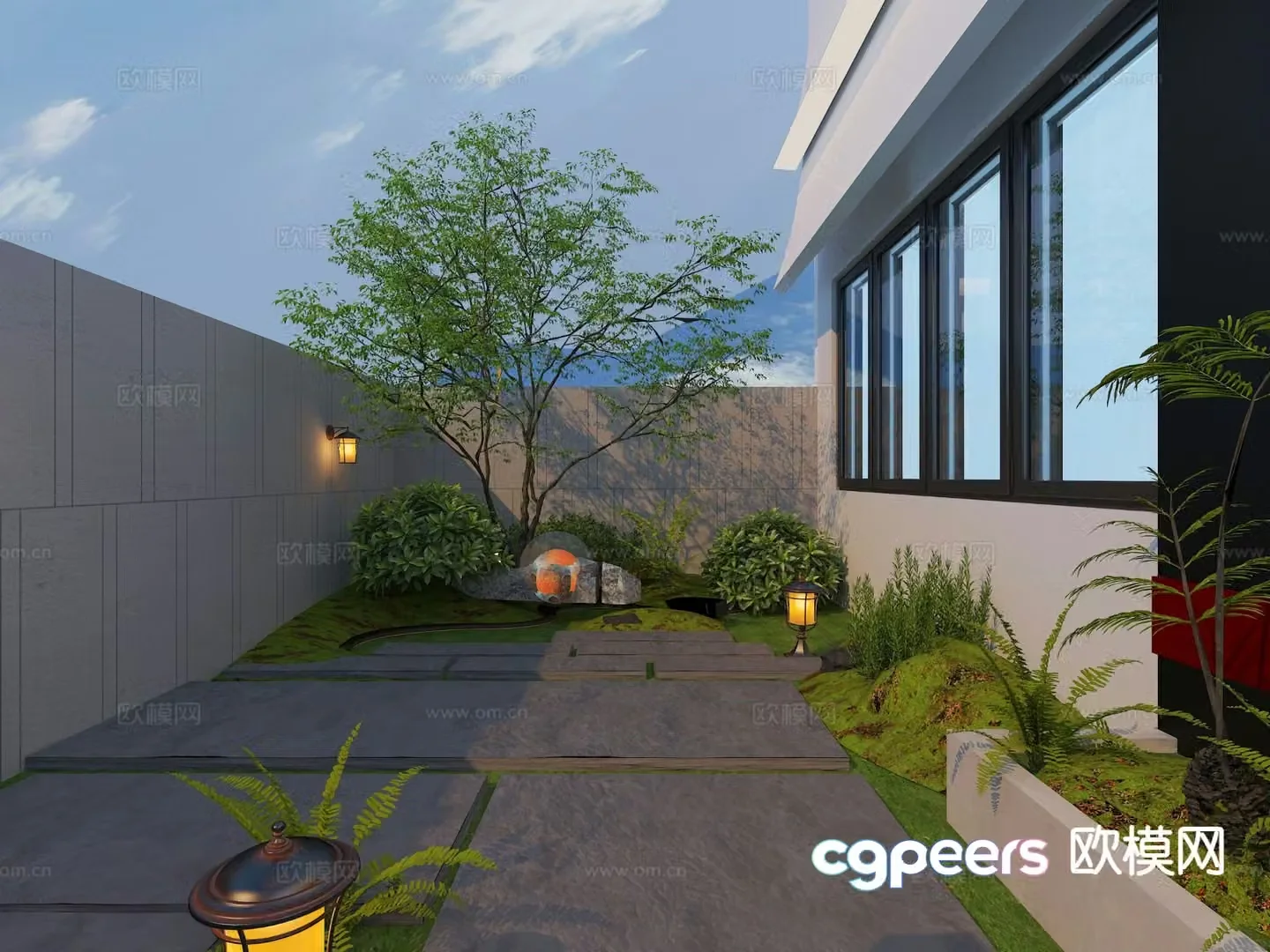 Courtyard landscape garden 3d model