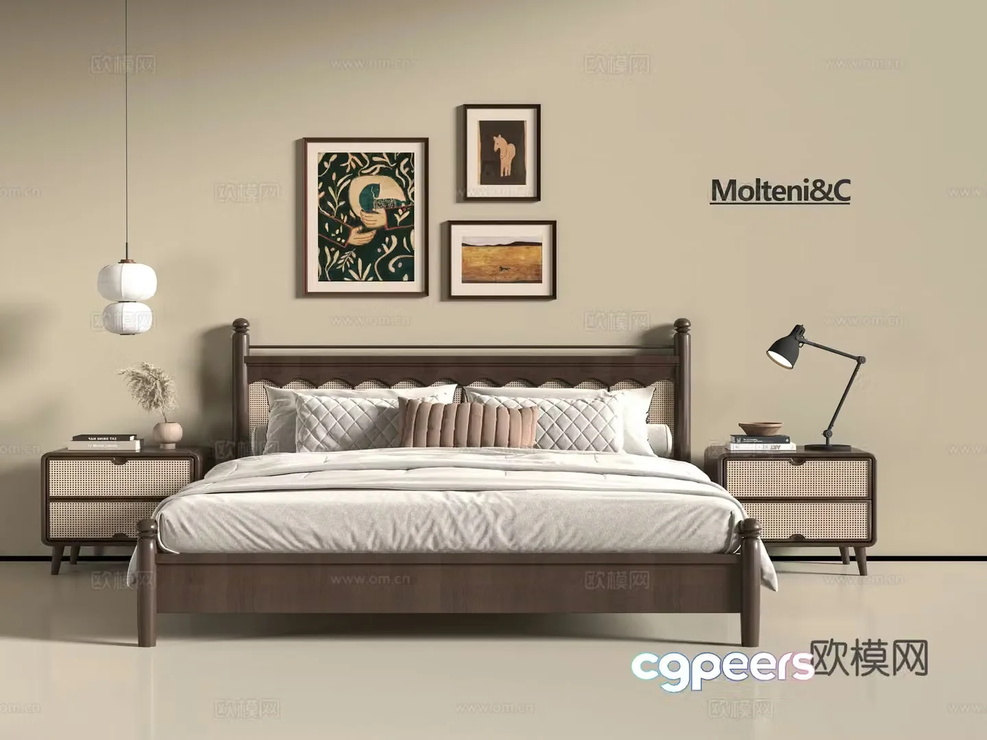 Middle-aged double bed 3D model