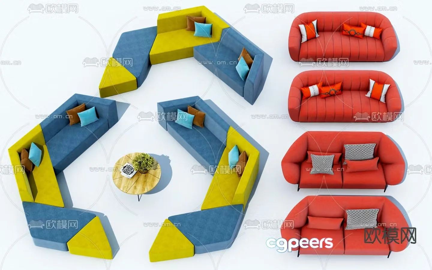 Office sofa modular sofa 3d model