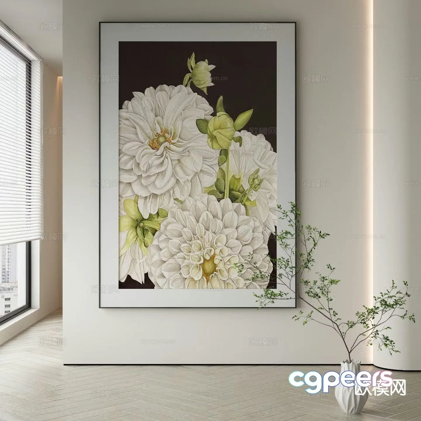 Modern decorative painting flower hanging painting 3d model