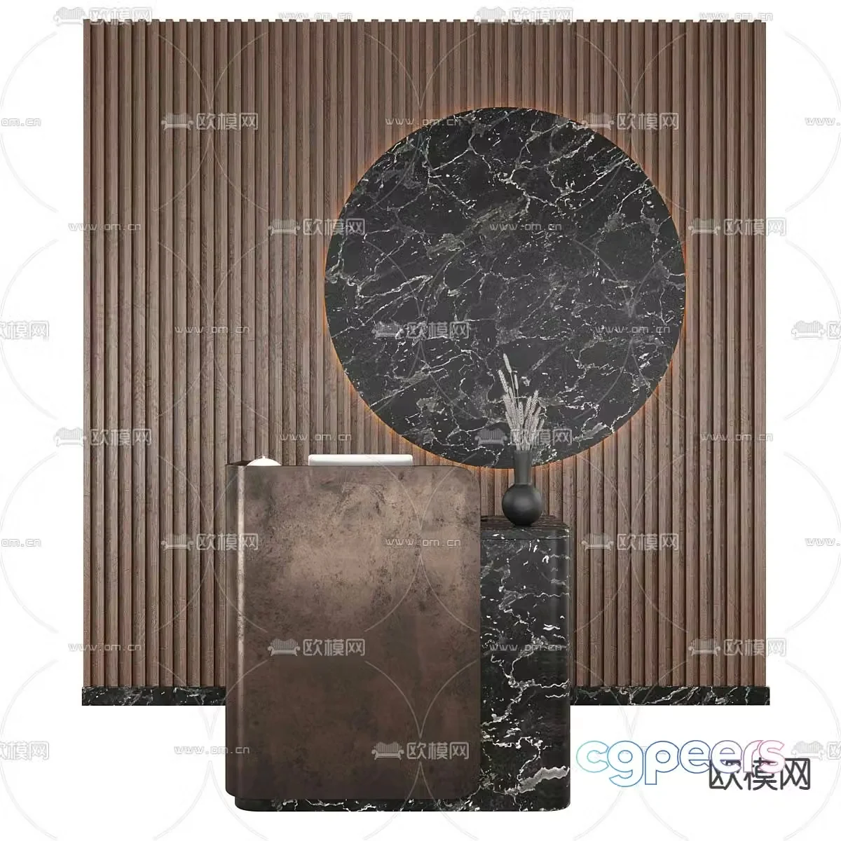 Information desk reception desk image wall front desk 3D model
