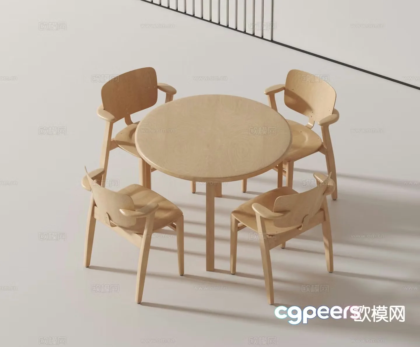 Modern round table leisure table and chairs 3d model