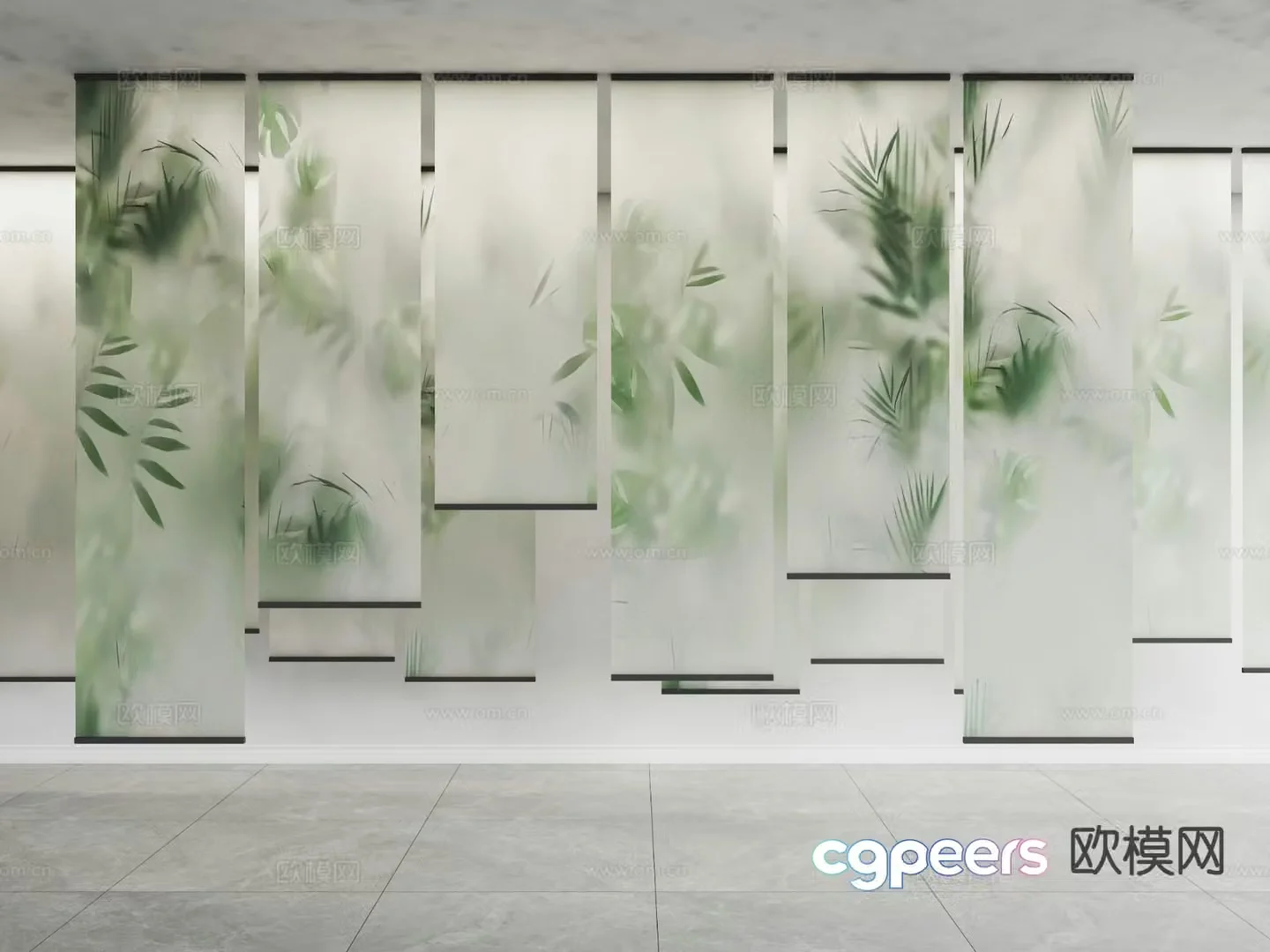 New Chinese style curtains gauze curtains partition curtains 3D model