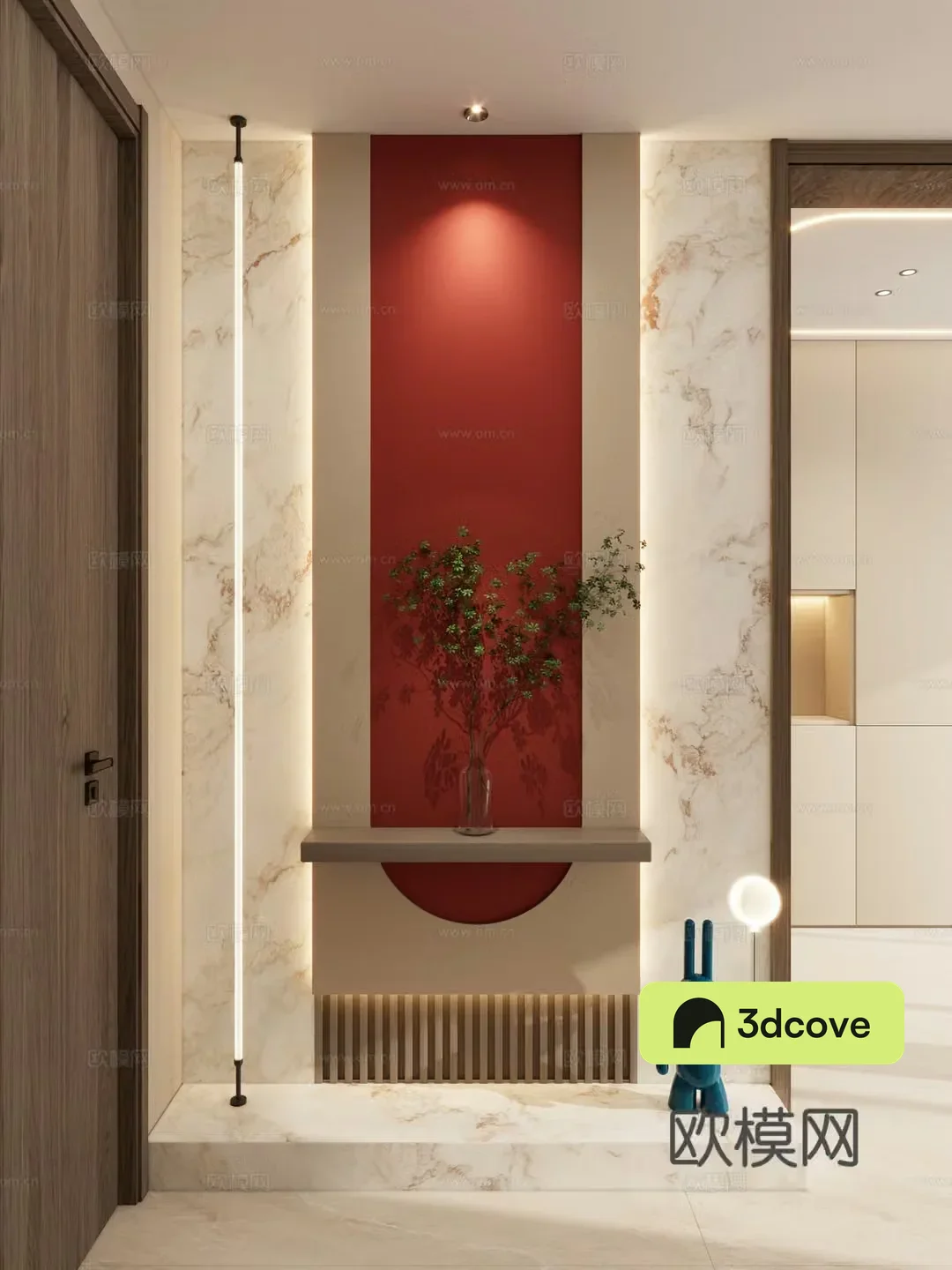 New Chinese style medieval style rock slab Hermes orange skylight sculpture home partition entrance hall