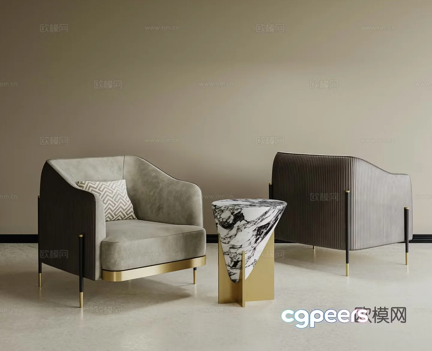 Modern casual chair fabric single chair book chair cafe single chair coffee table 3d model