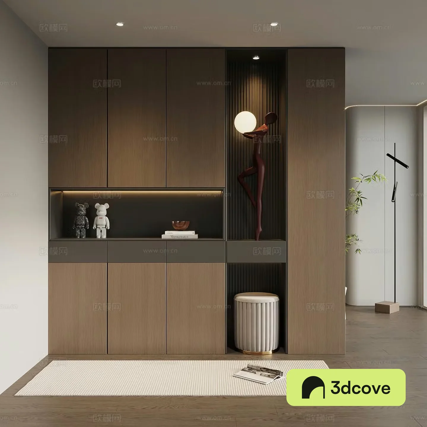 Italian minimalist porch cabinet door-entry shoe cabinet porch background