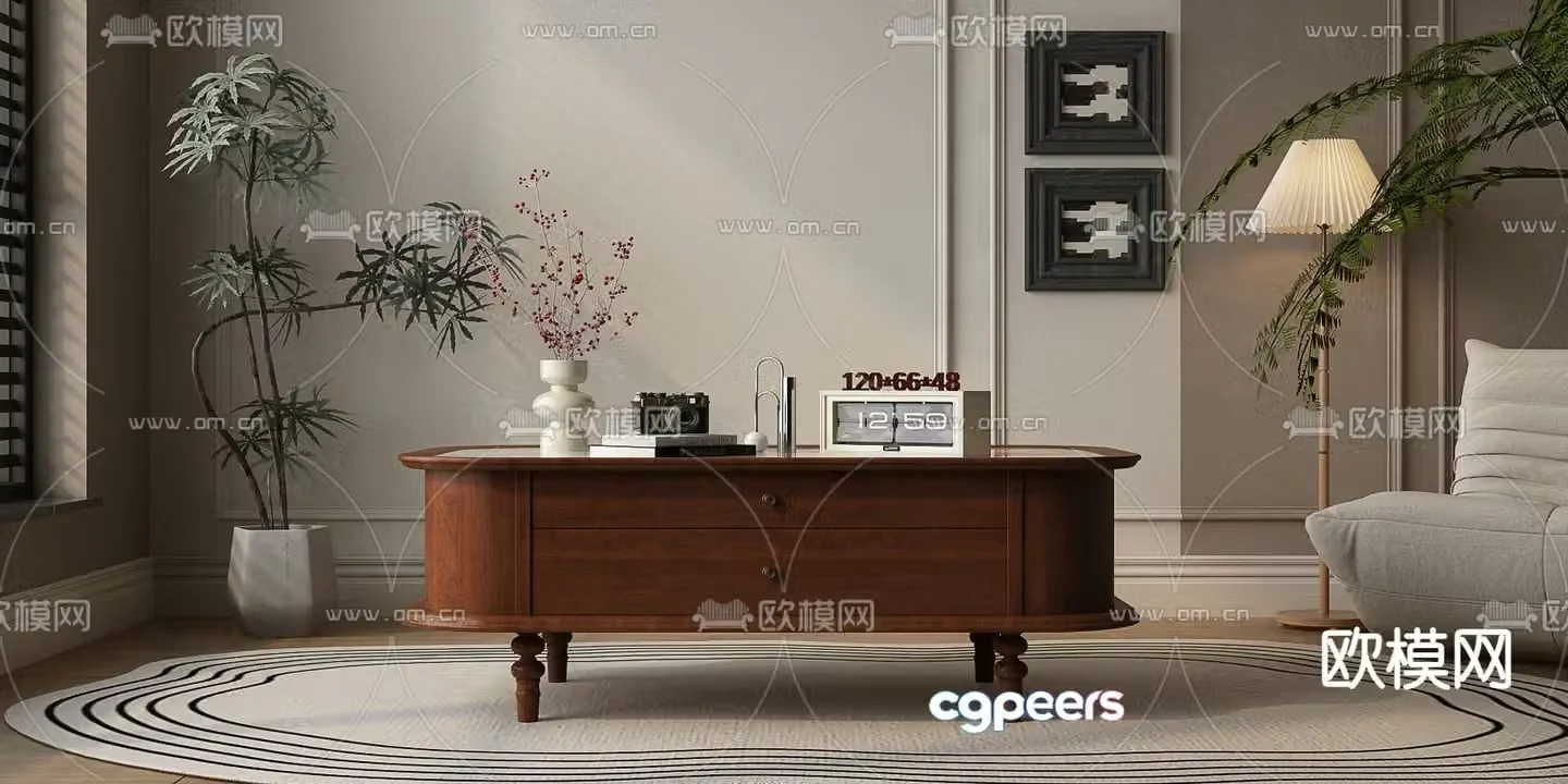 American coffee table retro coffee table 3d model