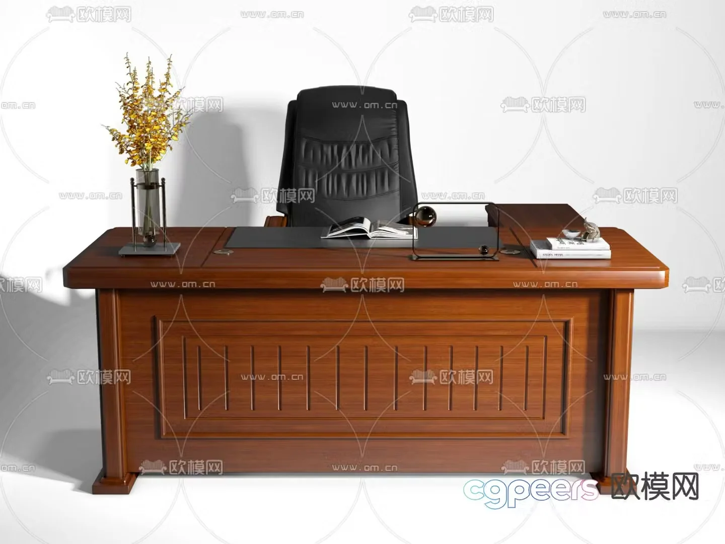 Office desk and chair boss table leadership table 3d model
