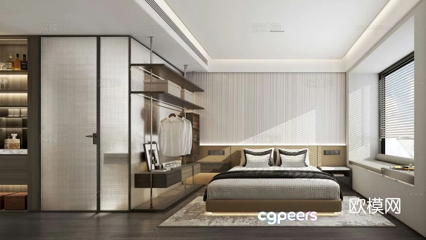 Modern bedroom bathroom 3d model