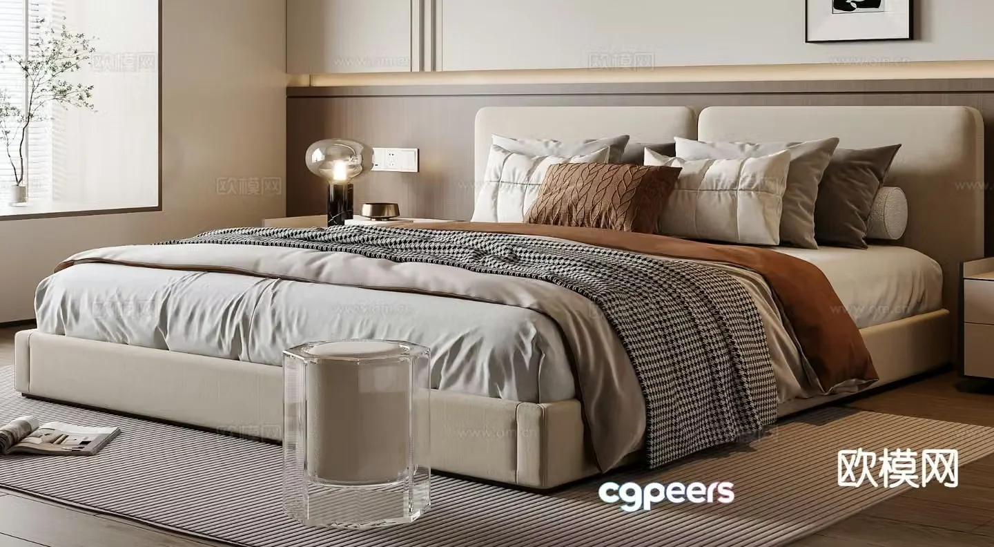 Modern double bed 3d model