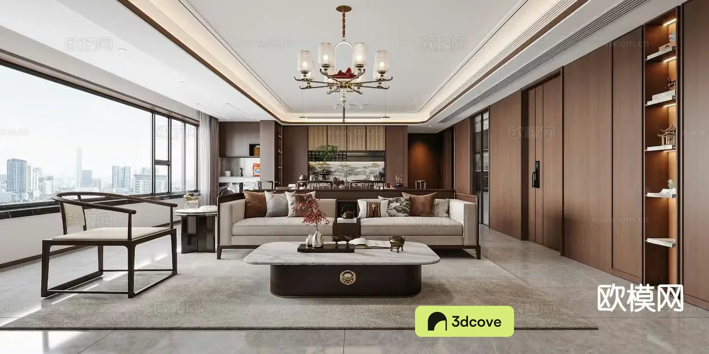 New Chinese style living and dining room