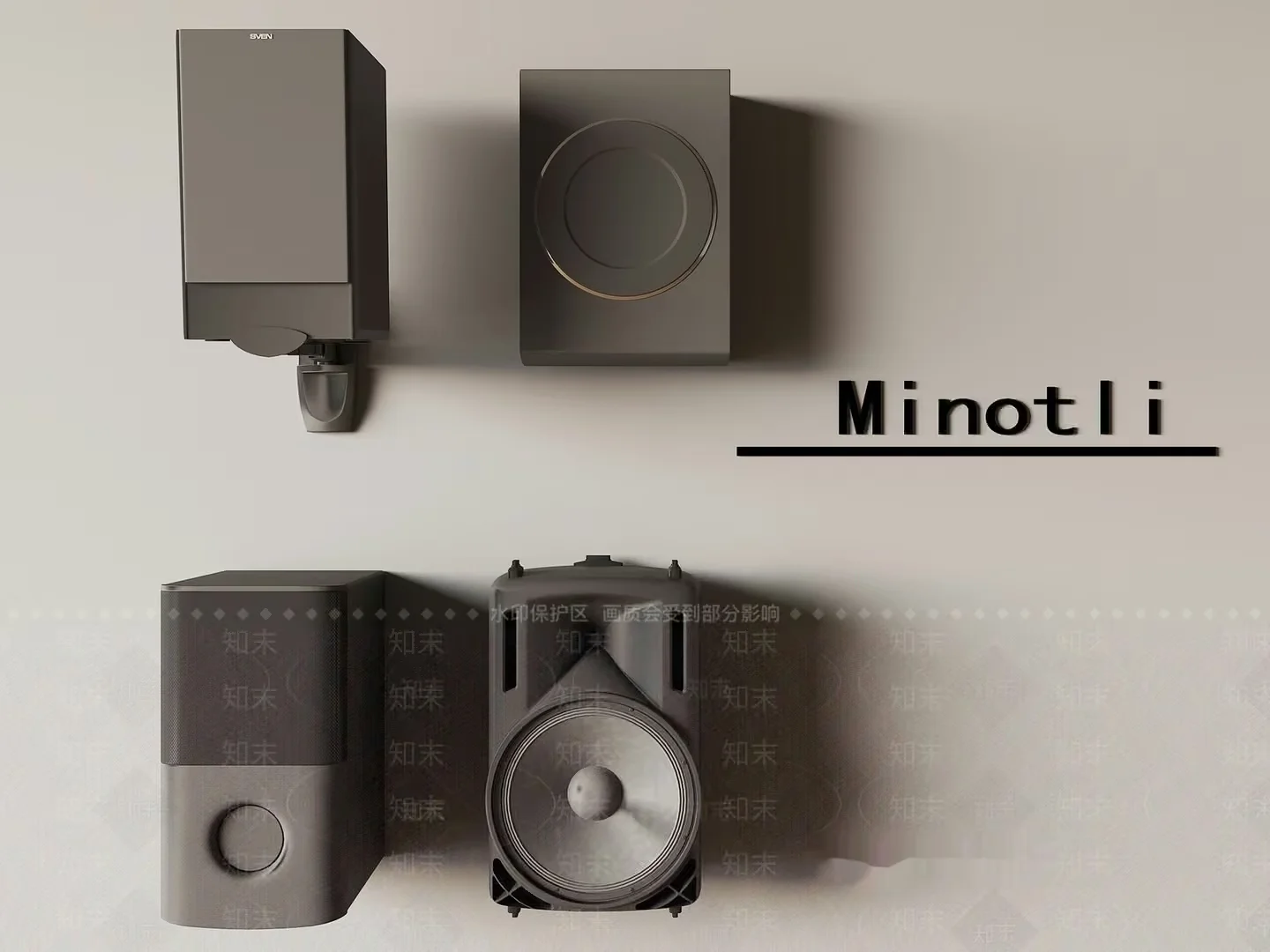Grey Speaker System 3D Model – 20753 – VRAY Render
